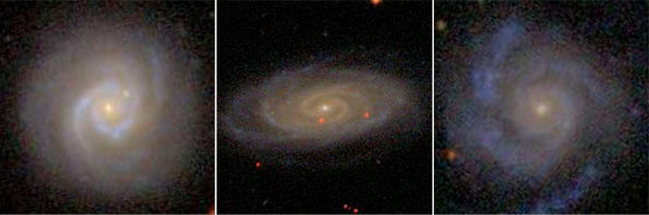 Three of the bulgeless galaxies from Simmons et al. 2013.